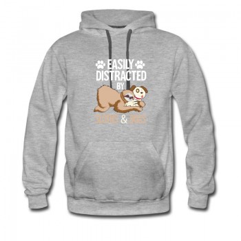 Men's A Cute Sloth and Dog over Gift Hoodie - Grey