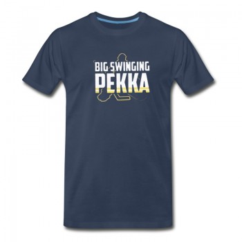 Men's Big Swinging Pekka Hockey Fan Cool T-Shirt - Navy