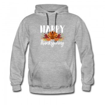 Men's Happy Thanksgiving I Native Turkey Pilgrim Hoodie - Grey