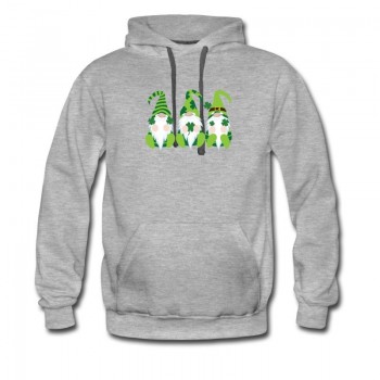 Men's Irish Gnomes St Patricks Day Gnome Shamrock Hoodie - Grey