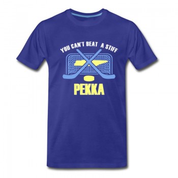 Men's You Can't Beat A Stiff Pekka Funny Hockey Nashville Predators Fan T-Shirt - Blue