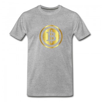 Youth Bitcoin Gold Logo T-Shirt - Grey