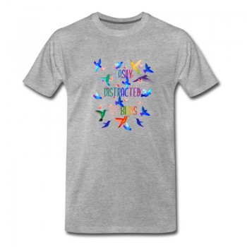 Youth Easily Distracted by Birds Lover T-Shirt - Grey