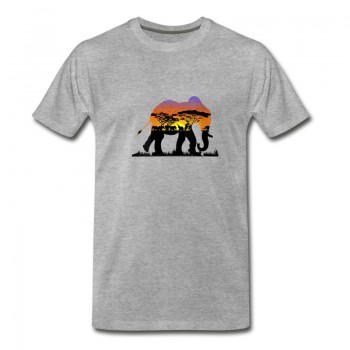 Youth Elephant Silhouette Art Save The Noble Great Anima T-Shirt - Grey