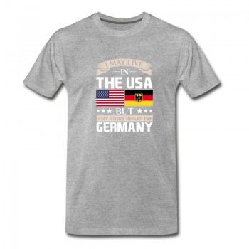 Youth May Live in USA Story Began in Germany Flag Shirt T-Shirt - Grey