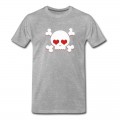 Youth Skull Heart Valentines Day Pirate Flag T-Shirt - Grey